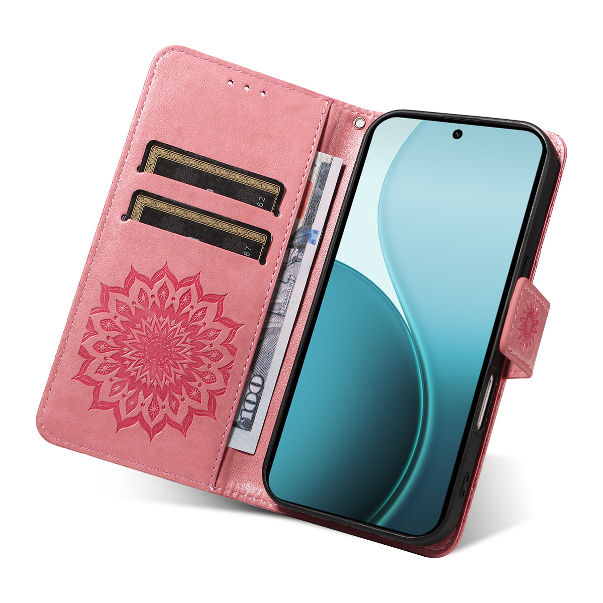 Oppo Reno14 Pro 5G (Kina) / Oppo Reno14 Pro 5G (Global) læderpung-etui med solsikketryk og telefoncover