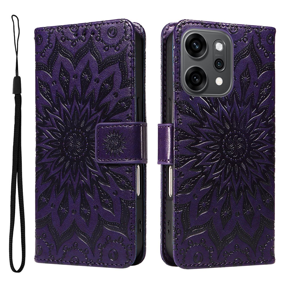 Oppo Reno14 Pro 5G (Kina) / Oppo Reno14 Pro 5G (Global) læderpung-etui med solsikketryk og telefoncover
