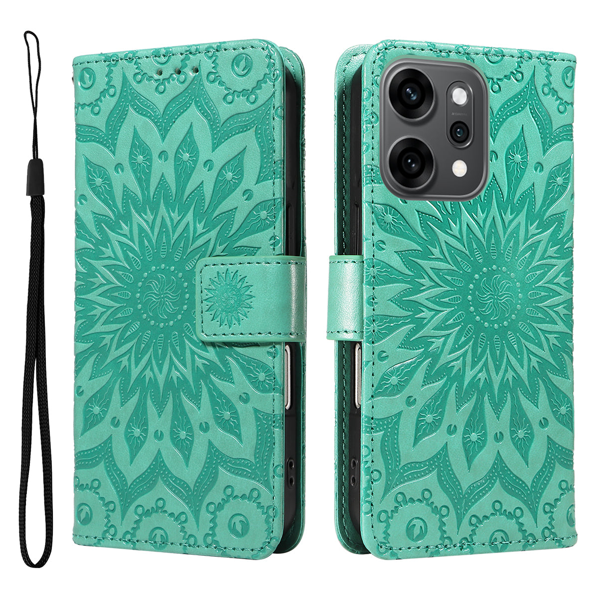 Oppo Reno14 Pro 5G (Kina) / Oppo Reno14 Pro 5G (Global) læderpung-etui med solsikketryk og telefoncover