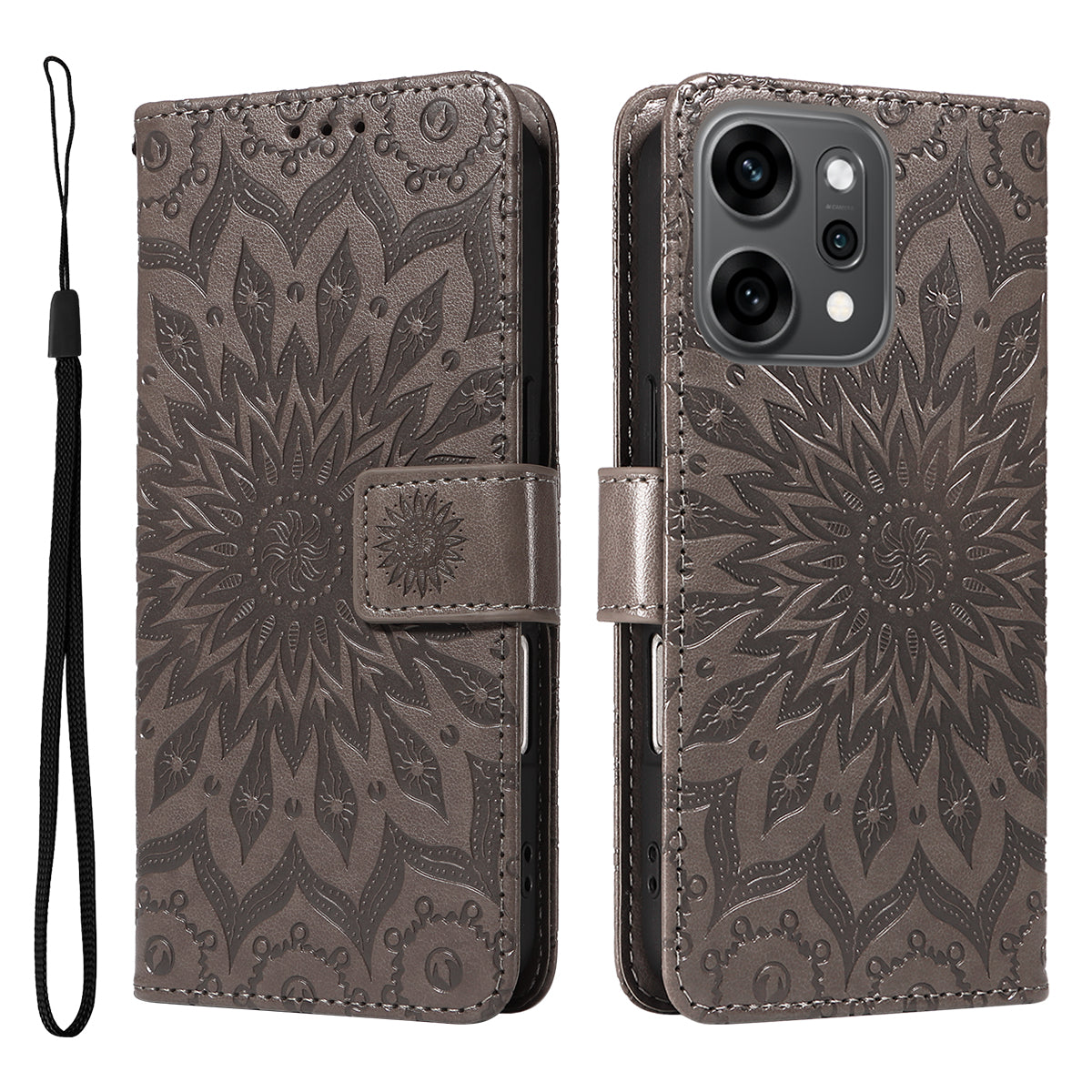 Oppo Reno14 Pro 5G (Kina) / Oppo Reno14 Pro 5G (Global) læderpung-etui med solsikketryk og telefoncover
