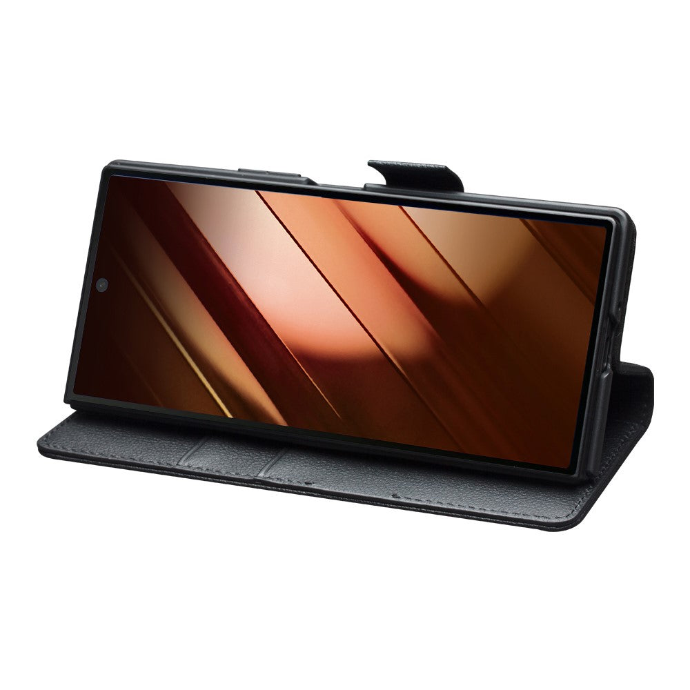 QIALINO För Samsung Galaxy Z Fold7 5G Skal med Korthållare Äkta Koläder Stativ Mobilskal