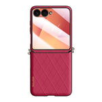 SULADA För Samsung Galaxy Z Flip7 5G Skal Rhombus Läder+PC mobilskal med Axelrem