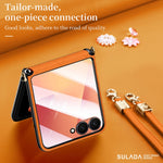SULADA För Samsung Galaxy Z Flip7 5G Skal Rhombus Läder+PC mobilskal med Axelrem