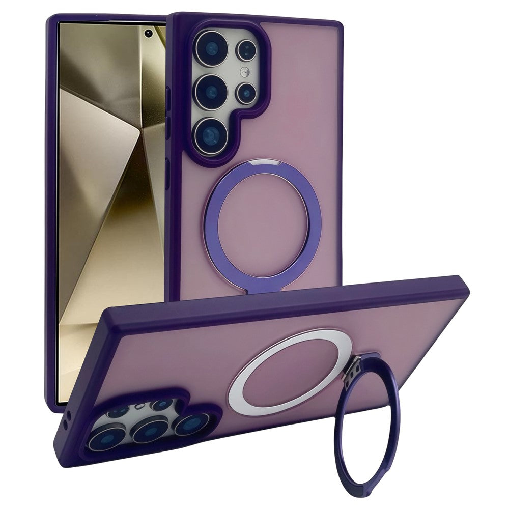 For Samsung Galaxy S24 Ultra Magnetic Case with Kickstand TPU + PC Phone Back Cover