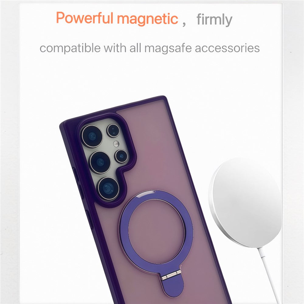 For Samsung Galaxy S24 Ultra Magnetic Case with Kickstand TPU + PC Phone Back Cover