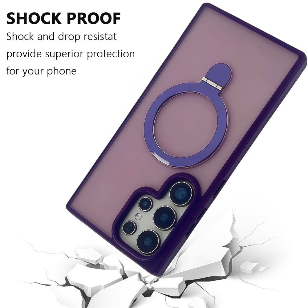 For Samsung Galaxy S24 Ultra Magnetic Case with Kickstand TPU + PC Phone Back Cover