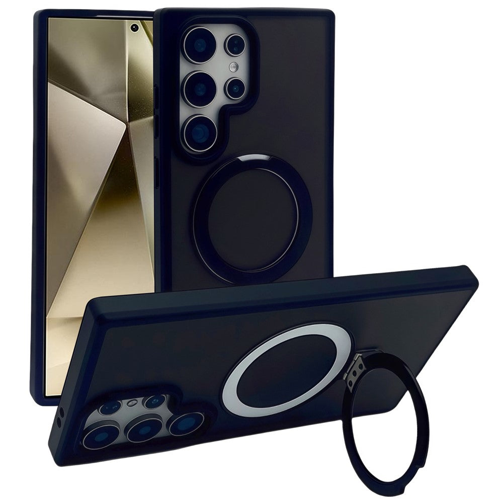 For Samsung Galaxy S24 Ultra Magnetic Case with Kickstand TPU + PC Phone Back Cover