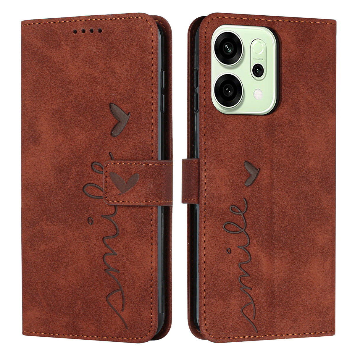 For Oppo Reno14 Pro 5G (China) / Oppo Reno14 Pro 5G (Global) Stand Case PU Leather Phone Cover Imprinted Heart Pattern