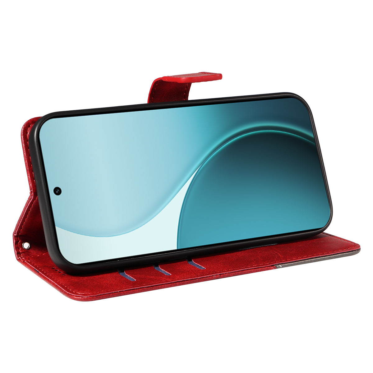 Oppo Reno14 Pro 5G (Kina) / Oppo Reno14 Pro 5G (Global) Läderfodral Geometrisk linjedesign Plånboksfodral med handledsrem