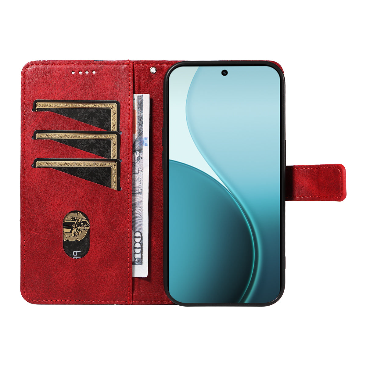 Oppo Reno14 Pro 5G (Kina) / Oppo Reno14 Pro 5G (Global) Läderfodral Geometrisk linjedesign Plånboksfodral med handledsrem