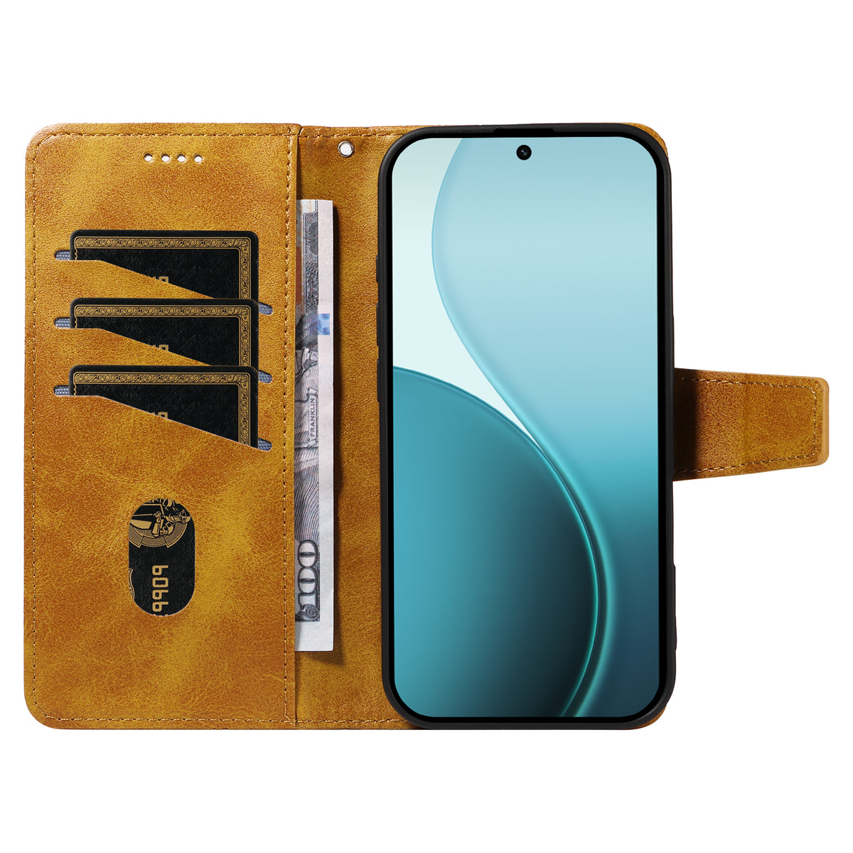 Oppo Reno14 Pro 5G (Kina) / Oppo Reno14 Pro 5G (Global) Läderfodral Plånboksfodral Stativ Grids Tryckt mobilfodral med Rem
