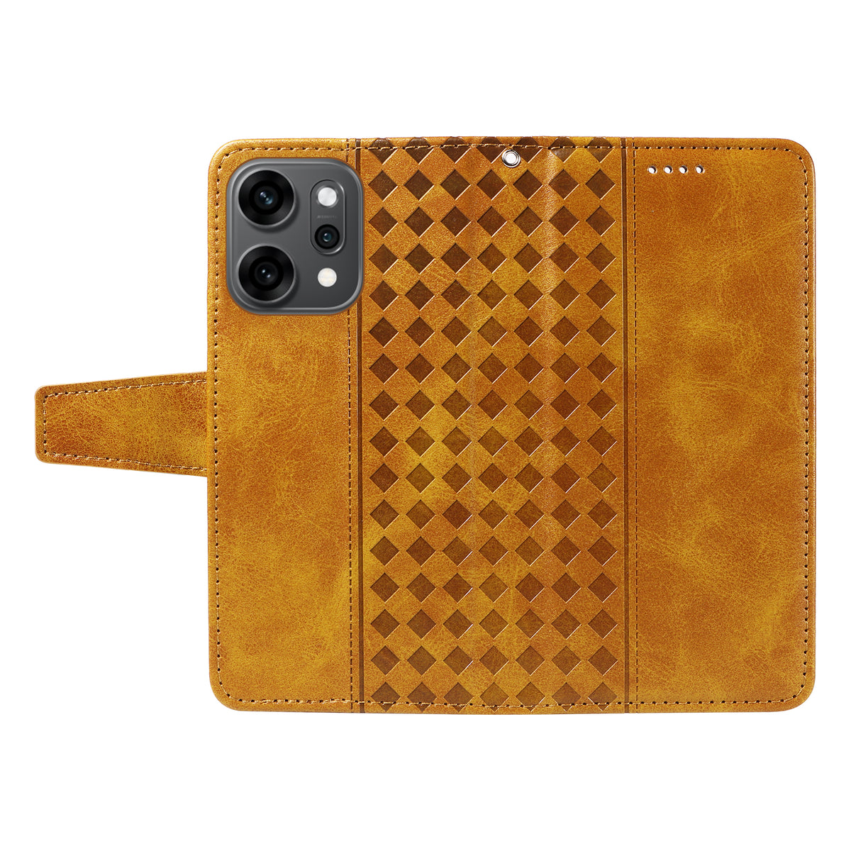 Oppo Reno14 Pro 5G (Kina) / Oppo Reno14 Pro 5G (Global) Läderfodral Plånboksfodral Stativ Grids Tryckt mobilfodral med Rem