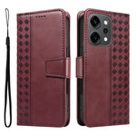 Oppo Reno14 Pro 5G (Kina) / Oppo Reno14 Pro 5G (Global) Läderfodral Plånboksfodral Stativ Grids Tryckt mobilfodral med Rem