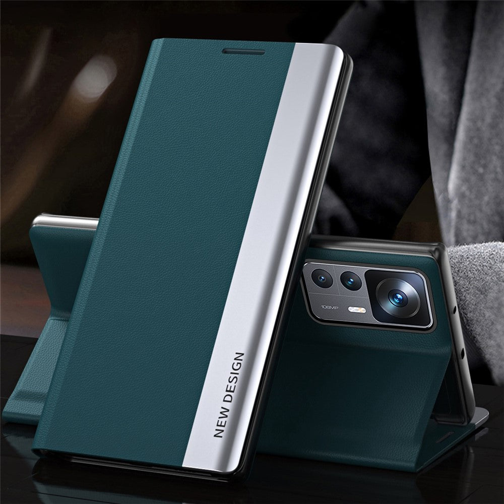Xiaomi 12T 5G / 12T Pro 5G / Redmi K50 Ultra 5G PU-läder stativfodral galvaniserad design fällbart mobilskal