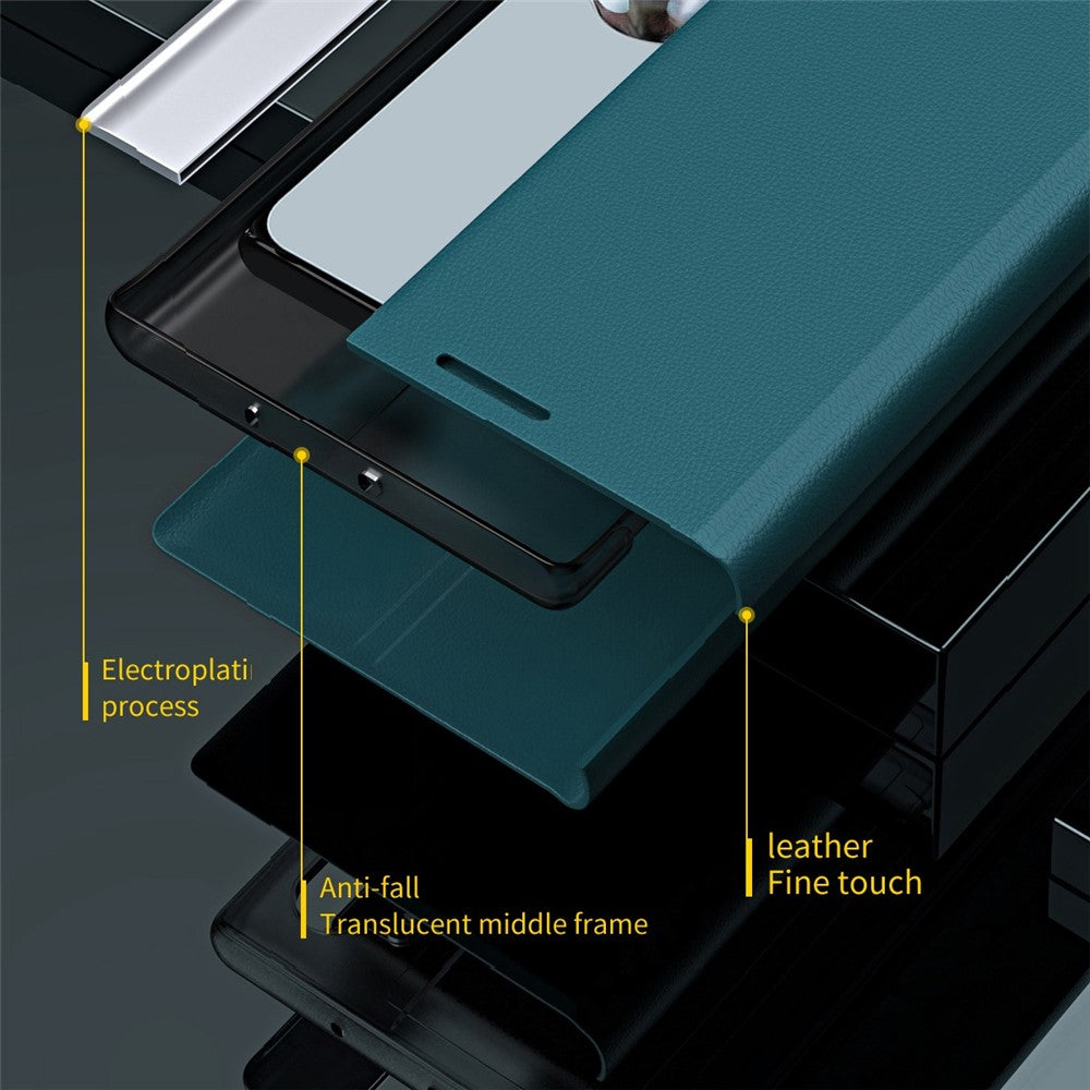 Xiaomi 12T 5G / 12T Pro 5G / Redmi K50 Ultra 5G PU-læderstativetui med galvaniseret design, sammenfoldeligt mobilcover