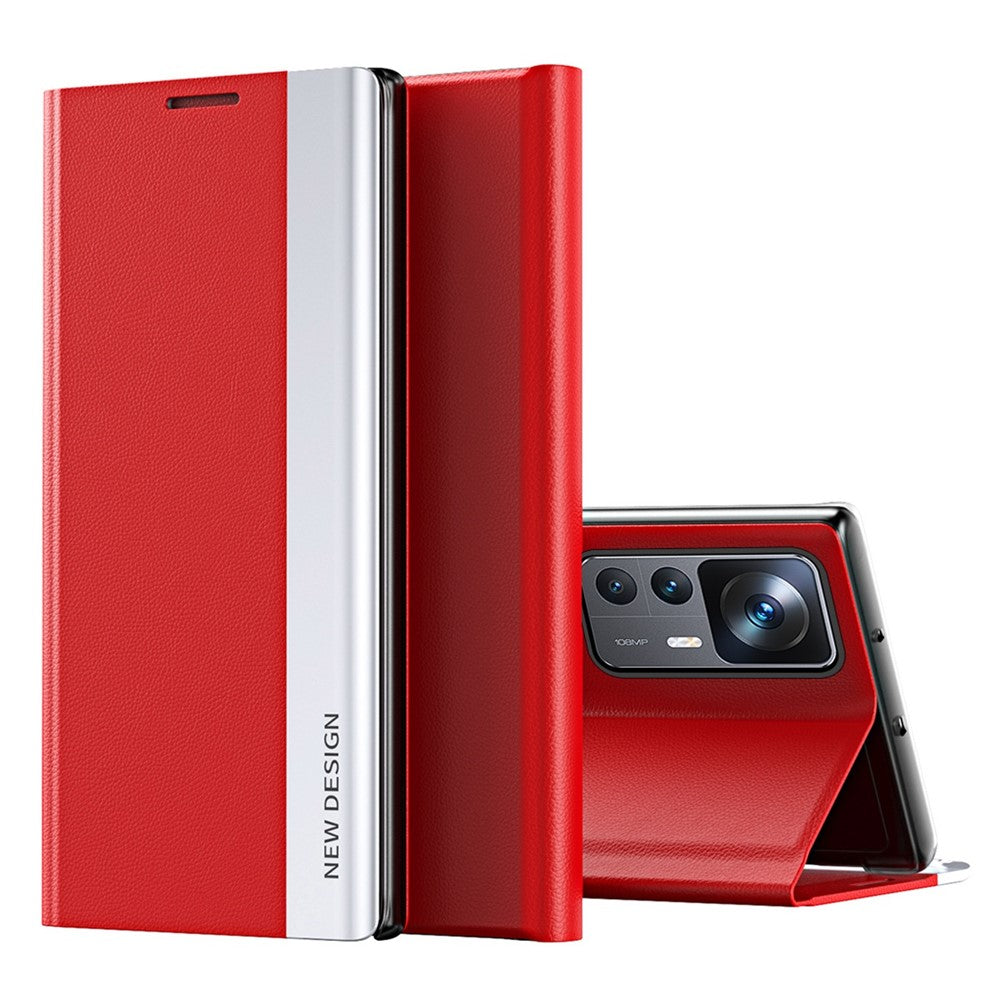 Xiaomi 12T 5G / 12T Pro 5G / Redmi K50 Ultra 5G PU-læderstativetui med galvaniseret design, sammenfoldeligt mobilcover