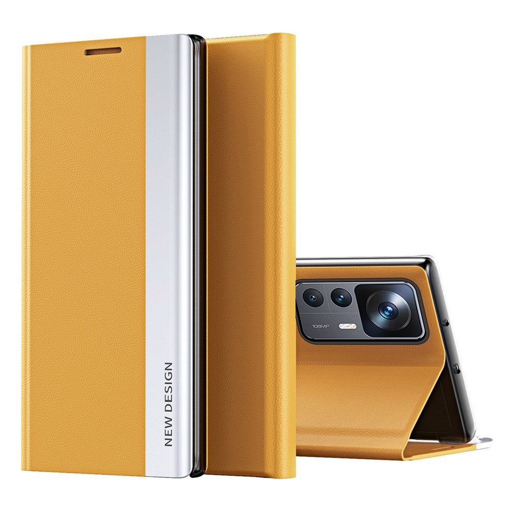 Xiaomi 12T 5G / 12T Pro 5G / Redmi K50 Ultra 5G PU-läder stativfodral galvaniserad design fällbart mobilskal