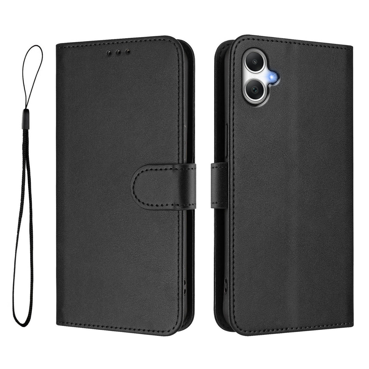 Samsung Galaxy A06 5G / Galaxy A06 4G Plånboksfodral RFID-blockerande kalvtexturerat läderfodral med stativ och rem