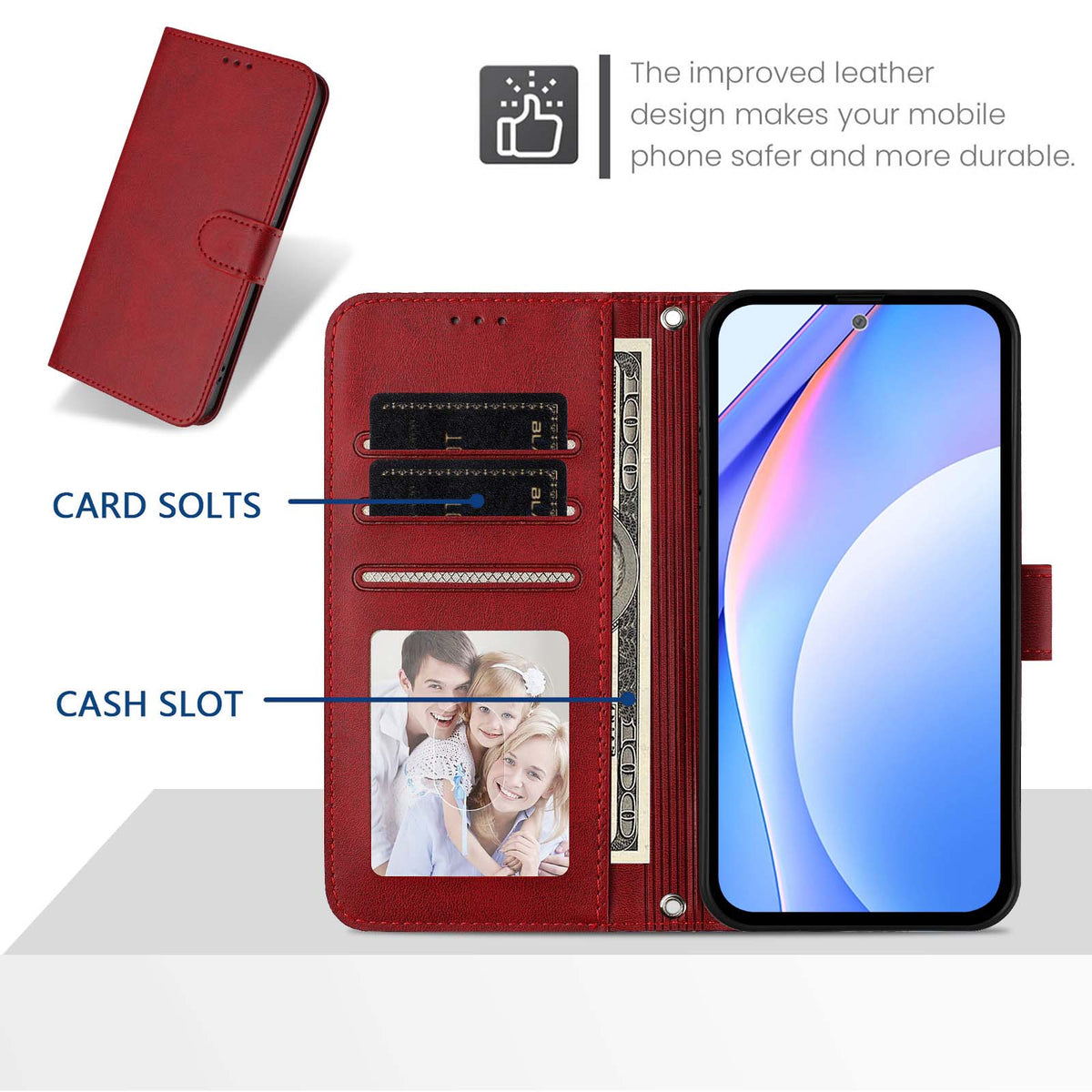 Samsung Galaxy A06 5G / Galaxy A06 4G Plånboksfodral RFID-blockerande kalvtexturerat läderfodral med stativ och rem