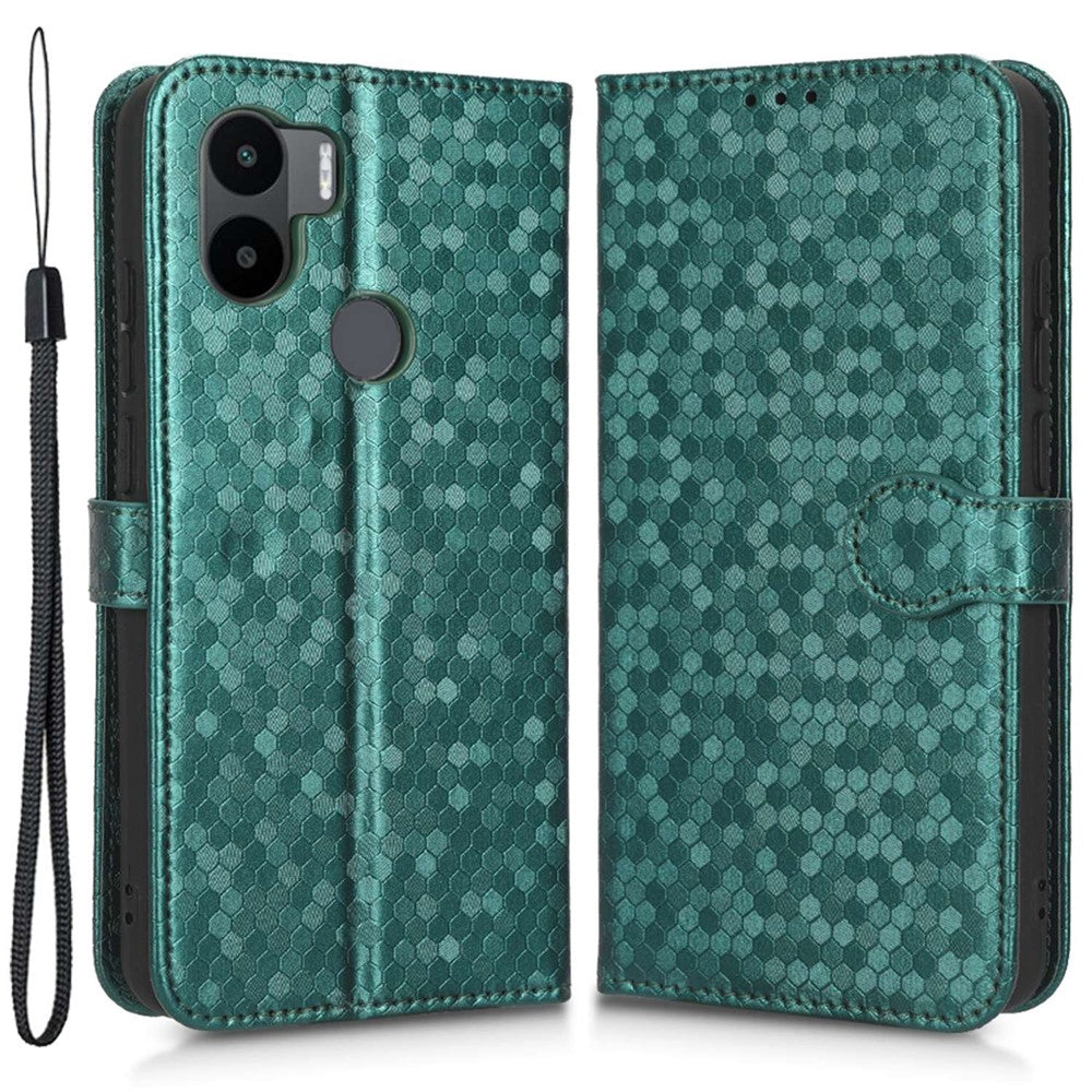 For Xiaomi Redmi A1+ 4G Dot Pattern Imprinted Wallet Case PU Leather Foldable Stand Phone Protective Cover with Strap