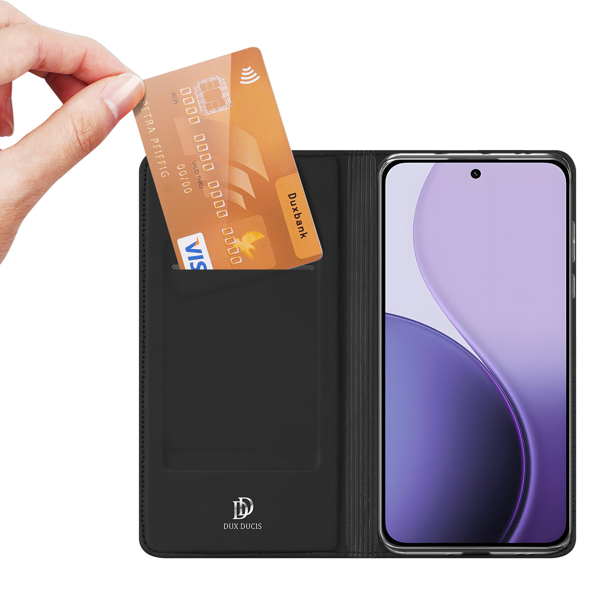 DUX DUCIS För Oppo Reno14 Pro 5G (Global) Skal Skin Pro Series Läder Stativskydd Korthållare