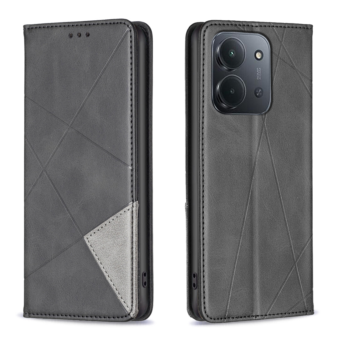 Xiaomi Redmi 15C 5G (EU) (173 mm) / 15C 4G (EU) (173 mm) fodral Korthållare Geometriskt prägel Lädermobilskal
