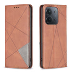 Xiaomi Redmi 15C 5G (EU) (173 mm) / 15C 4G (EU) (173 mm) fodral Korthållare Geometriskt prägel Lädermobilskal