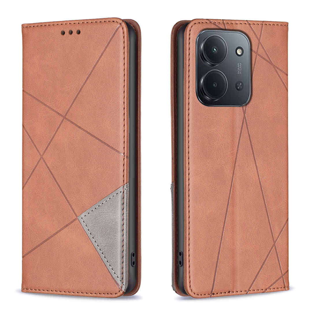 Xiaomi Redmi 15C 5G (EU) (173 mm) / 15C 4G (EU) (173 mm) fodral Korthållare Geometriskt prägel Lädermobilskal