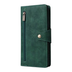 For Samsung Galaxy S25 FE Case Zipper Wallet Rivet Decor Leather Phone Cover with Wrist Strap