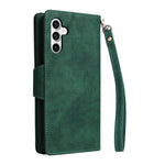 For Samsung Galaxy S25 FE Case Zipper Wallet Rivet Decor Leather Phone Cover with Wrist Strap