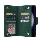 For Samsung Galaxy S25 FE Case Zipper Wallet Rivet Decor Leather Phone Cover with Wrist Strap