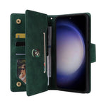 For Samsung Galaxy S25 FE Case Zipper Wallet Rivet Decor Leather Phone Cover with Wrist Strap