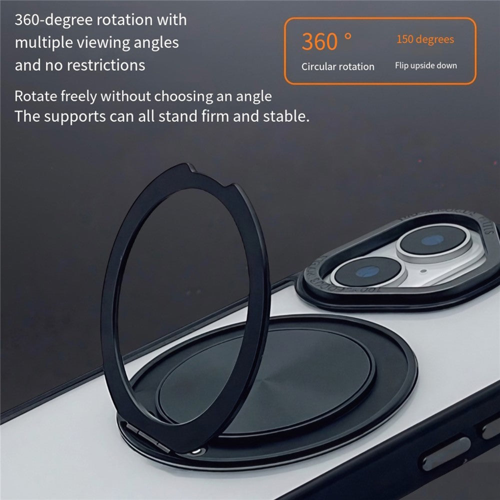 For iPhone 16 Plus Magnetic Case Acrylic TPU Phone Back Cover with Kickstand