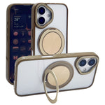 For iPhone 16 Plus Magnetic Case Acrylic TPU Phone Back Cover with Kickstand