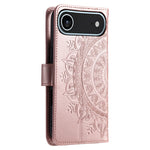 For iPhone Air Stand Case Imprinted Totem PU Leather Wallet Phone Cover with Wrist Strap