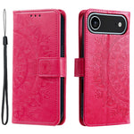 For iPhone Air Stand Case Imprinted Totem PU Leather Wallet Phone Cover with Wrist Strap