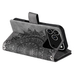 For iPhone 18 Pro / 17 Pro Wallet Case Mandala Flower Pattern PU Leather Phone Cover with Wrist Strap