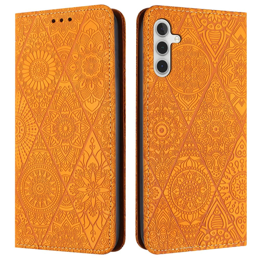 For Samsung Galaxy S25 FE Case Imprinted Flower Wallet Stand Leather Phone Cover