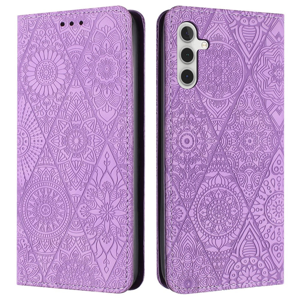 For Samsung Galaxy S25 FE Case Imprinted Flower Wallet Stand Leather Phone Cover