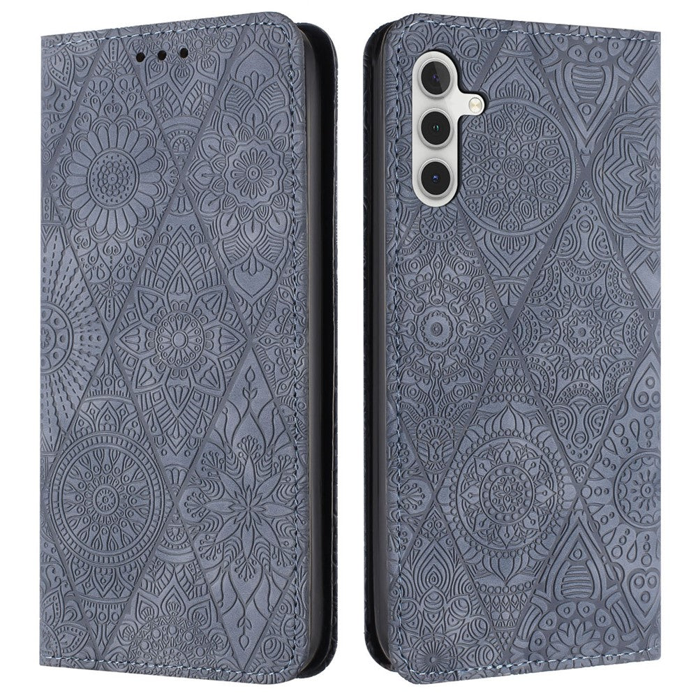 For Samsung Galaxy S25 FE Case Imprinted Flower Wallet Stand Leather Phone Cover