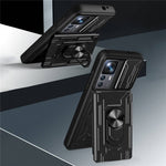 For Xiaomi 12T Pro 5G Card Holder Ring Magnetic Kickstand Phone Case PC + TPU Phone Protector with Slide Camera Cover