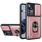 For Xiaomi 12T Pro 5G Card Holder Ring Magnetic Kickstand Phone Case PC + TPU Phone Protector with Slide Camera Cover