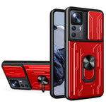 For Xiaomi 12T Pro 5G Card Holder Ring Magnetic Kickstand Phone Case PC + TPU Phone Protector with Slide Camera Cover