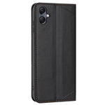 For Samsung Galaxy A08 5G / A07 4G Wallet Case Line Imprinted Leather Stand Phone Cover with Wrist Strap