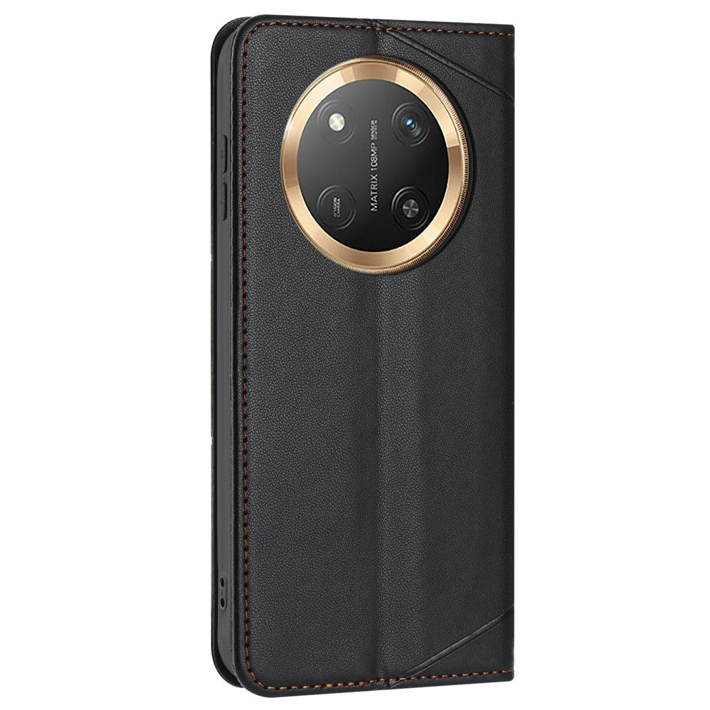 Wallet Case for Honor X60 Pro 5G / X9c 5G / Magic7 Lite 5G Line Imprinted Leather Stand Phone Cover with Wrist Strap