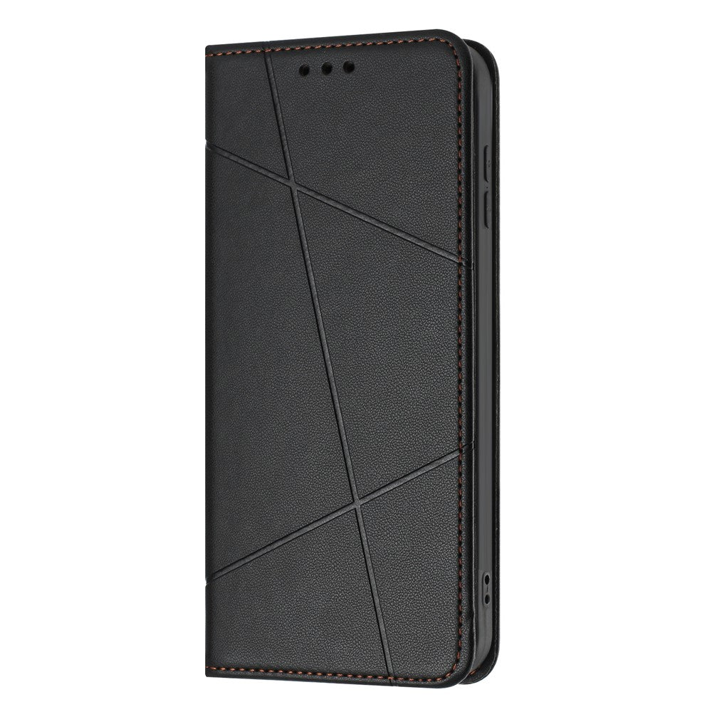 For Xiaomi Redmi Note 13 Pro 5G Wallet Case Line Imprinted Leather Stand Phone Cover with Wrist Strap