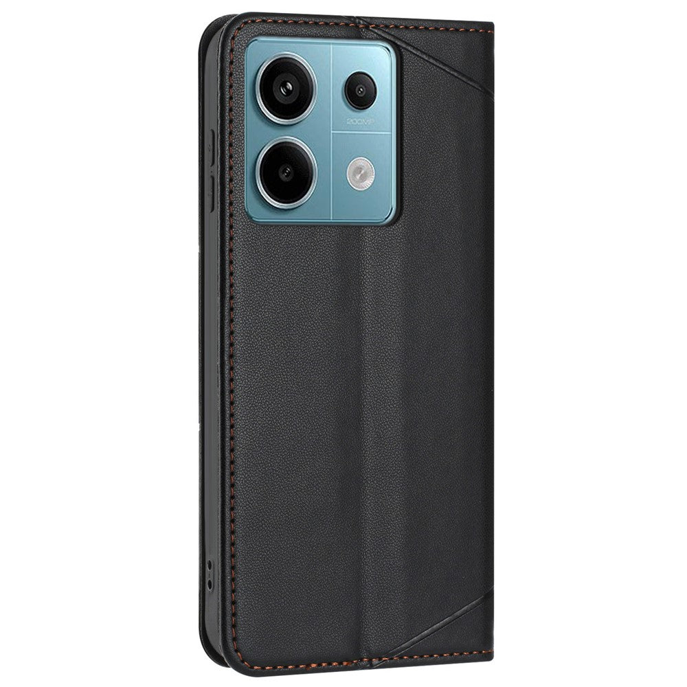 For Xiaomi Redmi Note 13 Pro 5G Wallet Case Line Imprinted Leather Stand Phone Cover with Wrist Strap