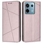 For Xiaomi Redmi Note 13 Pro 5G Wallet Case Line Imprinted Leather Stand Phone Cover with Wrist Strap