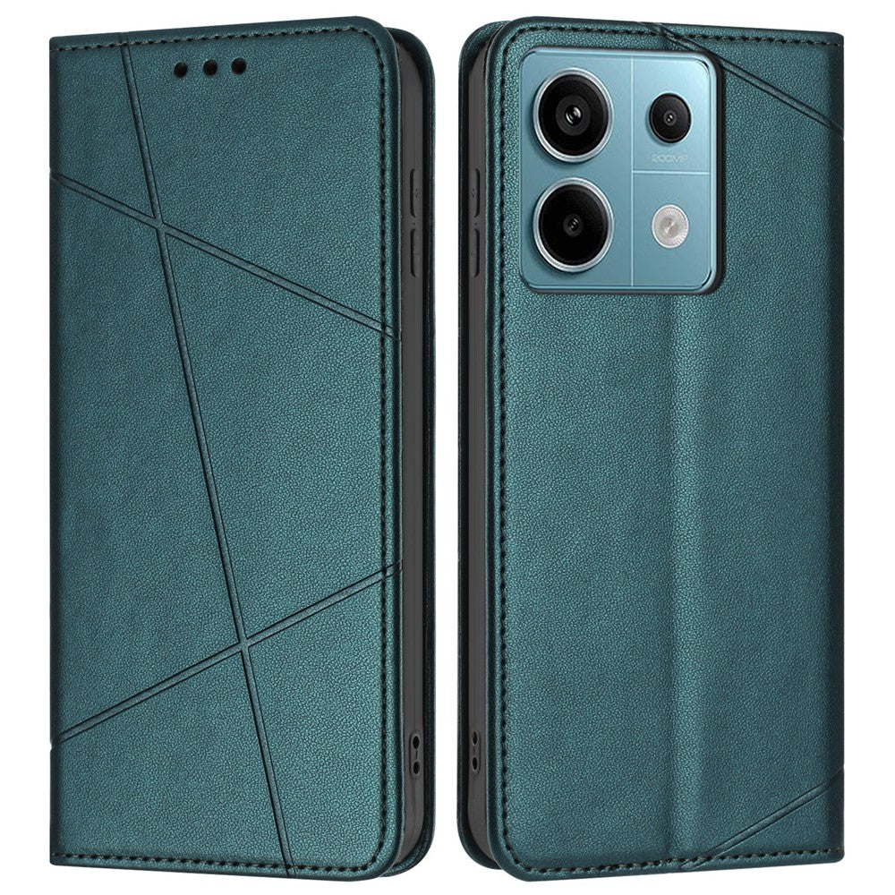 For Xiaomi Redmi Note 13 Pro 5G Wallet Case Line Imprinted Leather Stand Phone Cover with Wrist Strap