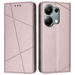 For Xiaomi Redmi Note 13 Pro 4G Wallet Case Line Imprinted Leather Stand Phone Cover with Wrist Strap